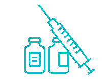 Illustration of vials and a syringe for injection treatments.